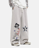 Graffiti print sweatpants detail graphic artwork