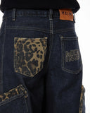 Leopard Patch Rhinestone Barrel Jeans | Inflation Streetwear INFLATION