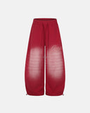 Faded Embroidered Script Barrel Sweatpants