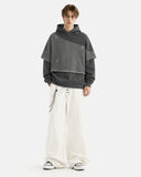 Washed Layered Raw Edge Boxy Hoodie | Inflation Streetwear