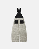 leopard print wide leg overalls back view with black contrast bib