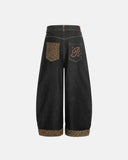 Leopard Pactchwork Embroidery Baggy Jeans | Inflation Streetwear INFLATION