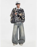 Comic Graphic Crew Neck Knit Sweater | Inflation Streetwear