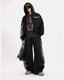 Cropped Script Zip Hoodie Oversized | Inflation Streetwear