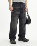 Distressed Rhinestone Ripped Baggy Jeans | Inflation Streetwear INFLATION