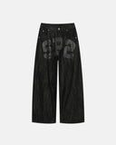 rhinestone number baggy jeans