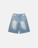 Blue Rhinestone Baggy Jeans Shorts | Inflation Streetwear INFLATION