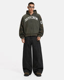 Appliqué Boxy Zip Up Hoodie | Inflation Streetwear