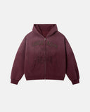 Gothic Rhinestone Washed Zip Up Hoodie | Inflation Streetwear