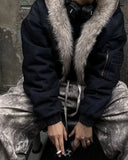 Faux Fur Lined Acid Wash Bomber Jacket | Inflation Streetwear INFLATION