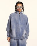 Quarter Zip Up Monkey Washed Sweatshirt | Inflation Streetwear INFLATION