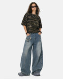 Deconstructed Washed Barrel Jeans | Inflation Streetwear INFLATION