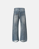 Washed  Bamboo Weave Baggy Bootcut Jeans | Inflation Streetwear