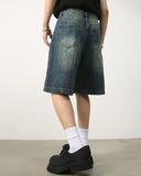 Washed Knee-Length Denim Jorts | Inflation Streetwear INFLATION