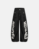 Letter Graphic Cargo Barrel Jeans | INFLATION Streetwear INFLATION