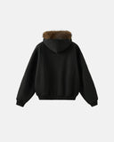 Faux Fur Collar Zip Up Hoodie Jacket  | Inflation Streetwear INFLATION