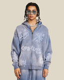 INFLATION Graffiti Washed Zip Up Hoodies INFLATION