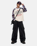 Retro Graphic Camo Raglan Waffle T-Shirt | Inflation Streetwear