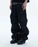 Studded Deconstructed Flared Baggy Jeans | Inflation Streetwear INFLATION