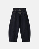 
contrast stitch barrel jeans streetwear fit