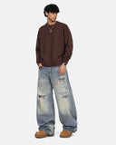 Leopard Detail Distressed Baggy Jeans | Inflation Streetwear