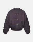 washed metal clasp bomber jacket front product view