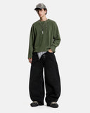 model front view styling olive waffle boxy t shirt