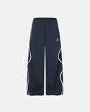navy wave stripe wide leg sweatpants front view
