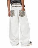Leopard Patch Barrel Wide Leg Jeans | Inflation Streetwear INFLATION