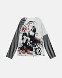 Lace-Up Layered Graphic Long Sleeve T-Shirt | Inflation Streetwear
