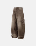 Brown Acid Wash Barrel Jeans | Inflation Streetwear INFLATION