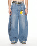 streetwear denim with script graphic detail