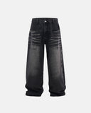 Whiskered Rhinestone Baggy Denim Jeans | Inflation Streetwear INFLATION