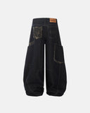 Leopard Patchwork Barrel Jeans | Inflation Streetwear INFLATION