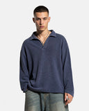 Washed Johnny Collar Boxy  Waffle Polo Shirt | Inflation Streetwear