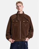 Buckle Hem Suede Bomber Jacket | Inflation Streetwear