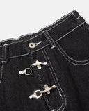 Metal Clasp Contrast Stitch Baggy Jeans | Inflation Streetwear