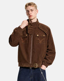 Buckle Hem Suede Bomber Jacket | Inflation Streetwear