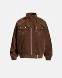 Buckle Hem Suede Bomber Jacket | Inflation Streetwear