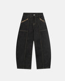 Gothic Cross Embroidery Barrel Jeans | Inflation Streetwear INFLATION
