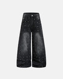 Studded Vintage Washed Wide Leg Jeans | Inflation Streetwear