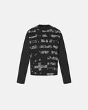 black distressed graphic long sleeve t shirt front view
