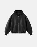 Faux Leather Hooded Bomber Jacket| Inflation Streetwear INFLATION