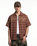 Lettering Embroidery Plaid Shirts | Inflation Streetwear INFLATION