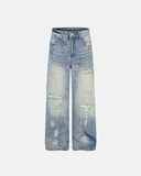 Whisker Wash Ripped Baggy Jeans | Inflation Streetwear