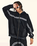 Striped Acid Wash Zip Up Hoodies | Inflation Streetwear INFLATION