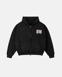 Gothic Letter Washed Zip Up Hoodie | Inflation Streetwear