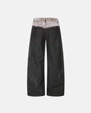 Studded Faux Fur Waistband Baggy Jeans | Inflation Streetwear