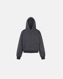 Fuzzy Stripe Boxy Zip Up Hoodie | Inflation Streetwear