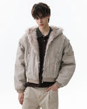 Faux Fur Lined Washed Hooded Jacket | Inflation Streetwear INFLATION